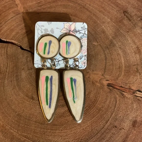 Vintage Colorful Silver  Earrings - Picture 6 of 6